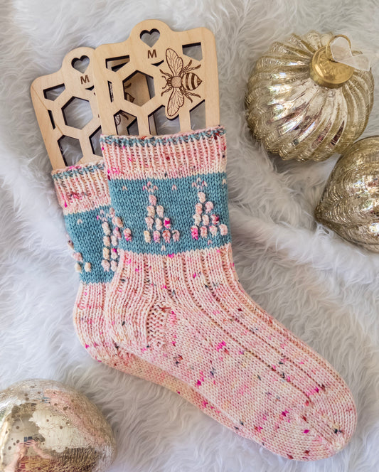 Pink Christmas Socks DK - Knitting Pattern PDF