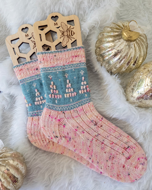 Pink Christmas Socks - Knitting Pattern PDF